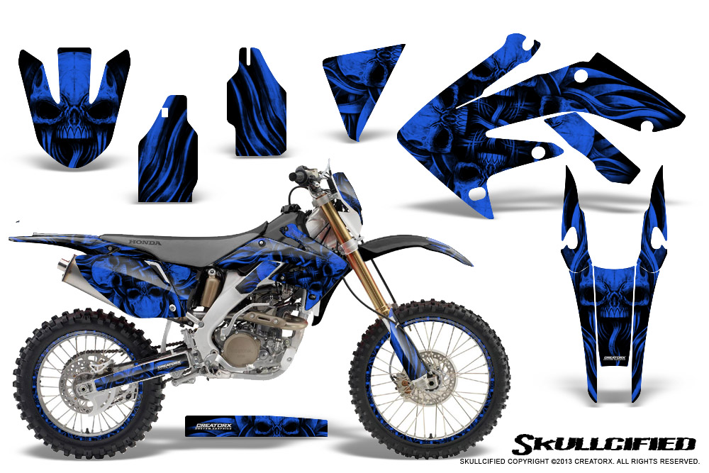 Honda CRF 250X 04-12 Graphics Kit Skullcified Blue NP Rims